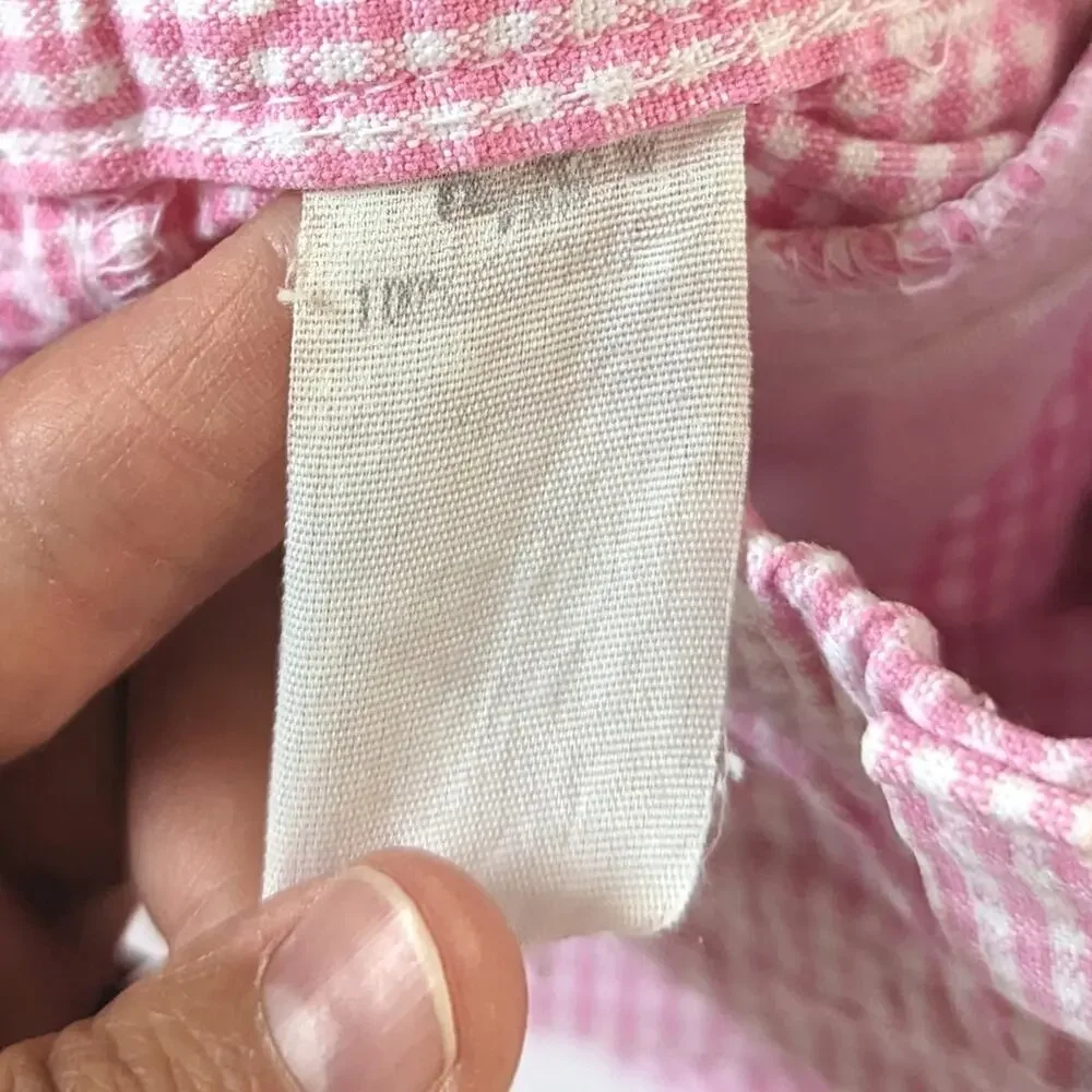 Vtg Oshkosh Shorts Girls Sz 18-24m Pink Gingham Denim 90s